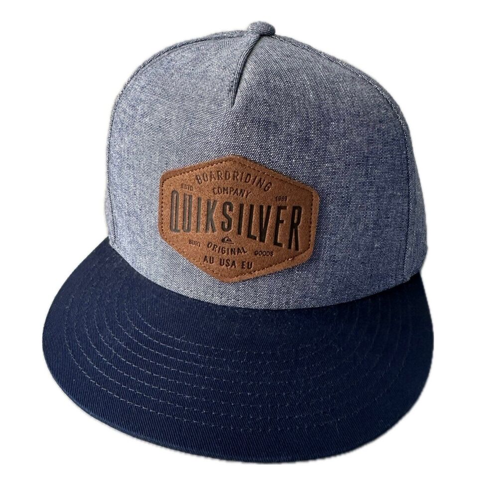 NWOT Quiksilver Chambray Denim Adjustable Snap Baseball Cap Hat OSFM